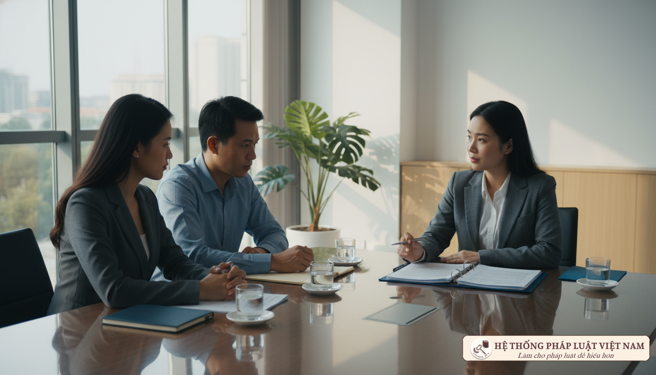 Vợ chồng thảo luận về phân chia tài sản và chi phí pháp lý