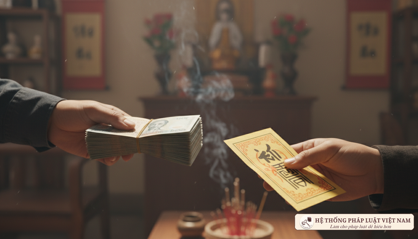 Giao dịch tiền bạc trong hoạt động mê tín dị đoan
