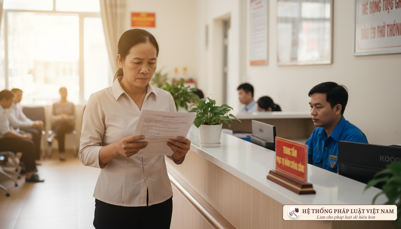 Người dân làm thủ tục hành chính tại cơ quan nhà nước