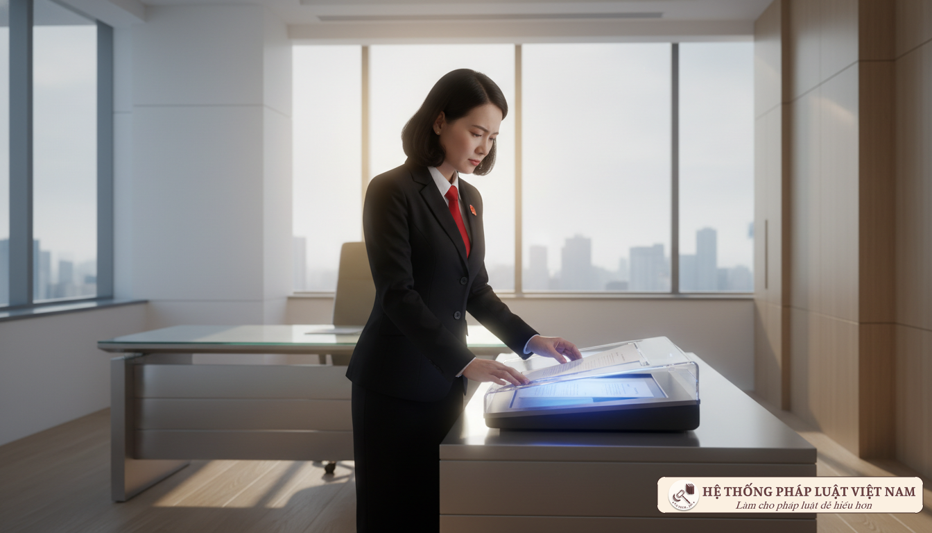 Cán bộ tư pháp thực hiện chứng thực điện tử
