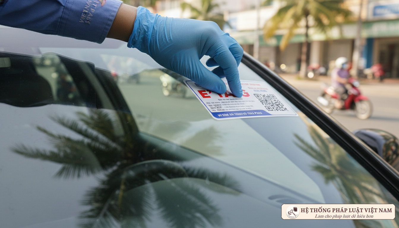 Dán thẻ E-tag lên kính xe ô tô