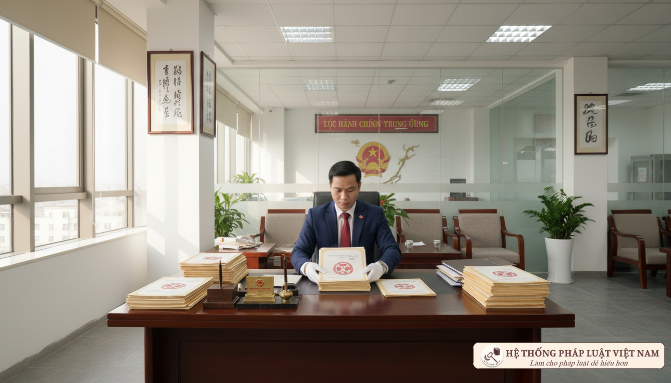 Cán bộ làm việc tại cơ quan hành chính nhà nước