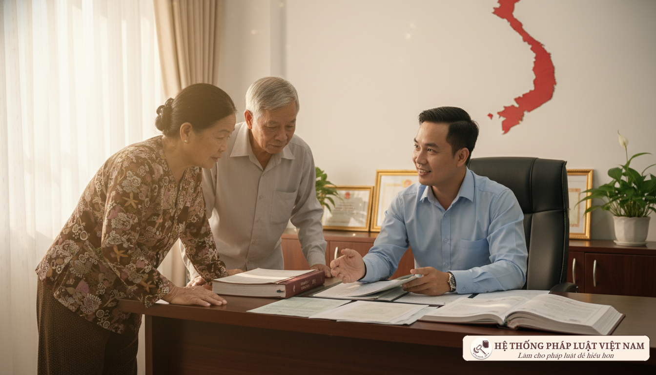 Cán bộ địa chính hướng dẫn người dân