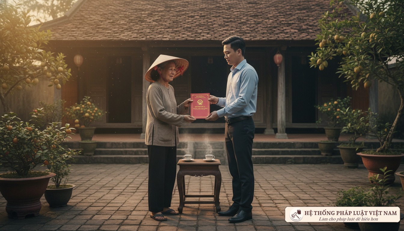 Gia đình nông dân tặng cho đất đai cho con cái