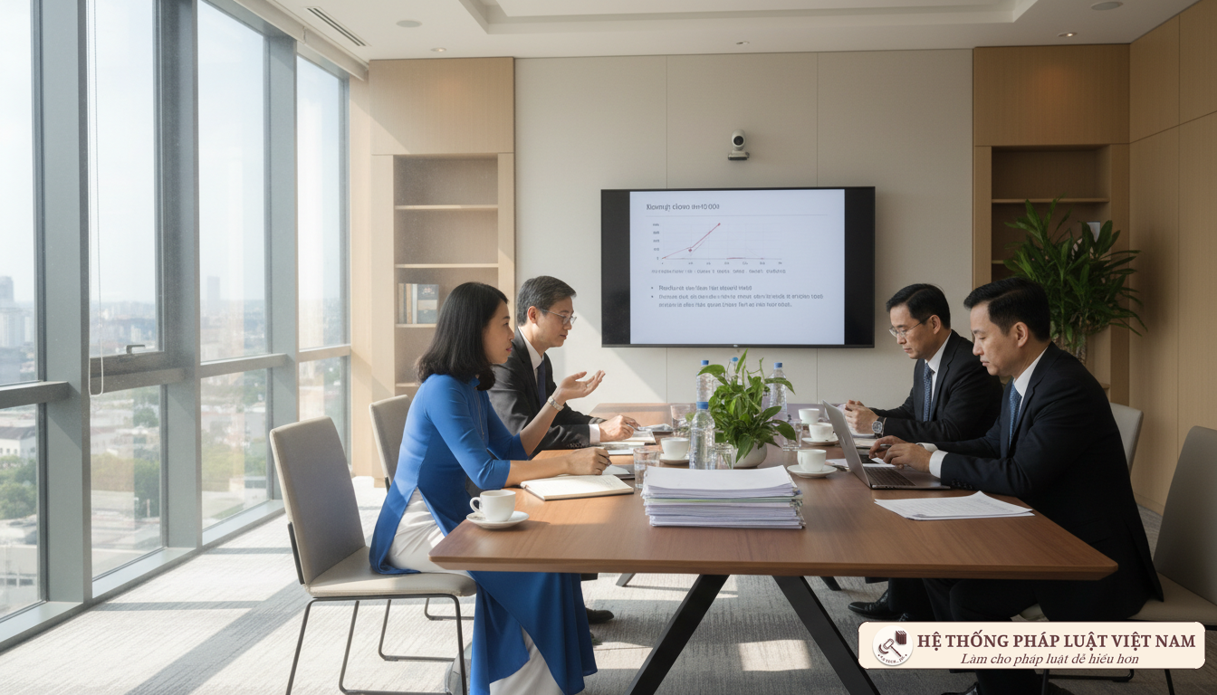 Các công chức thảo luận công việc
