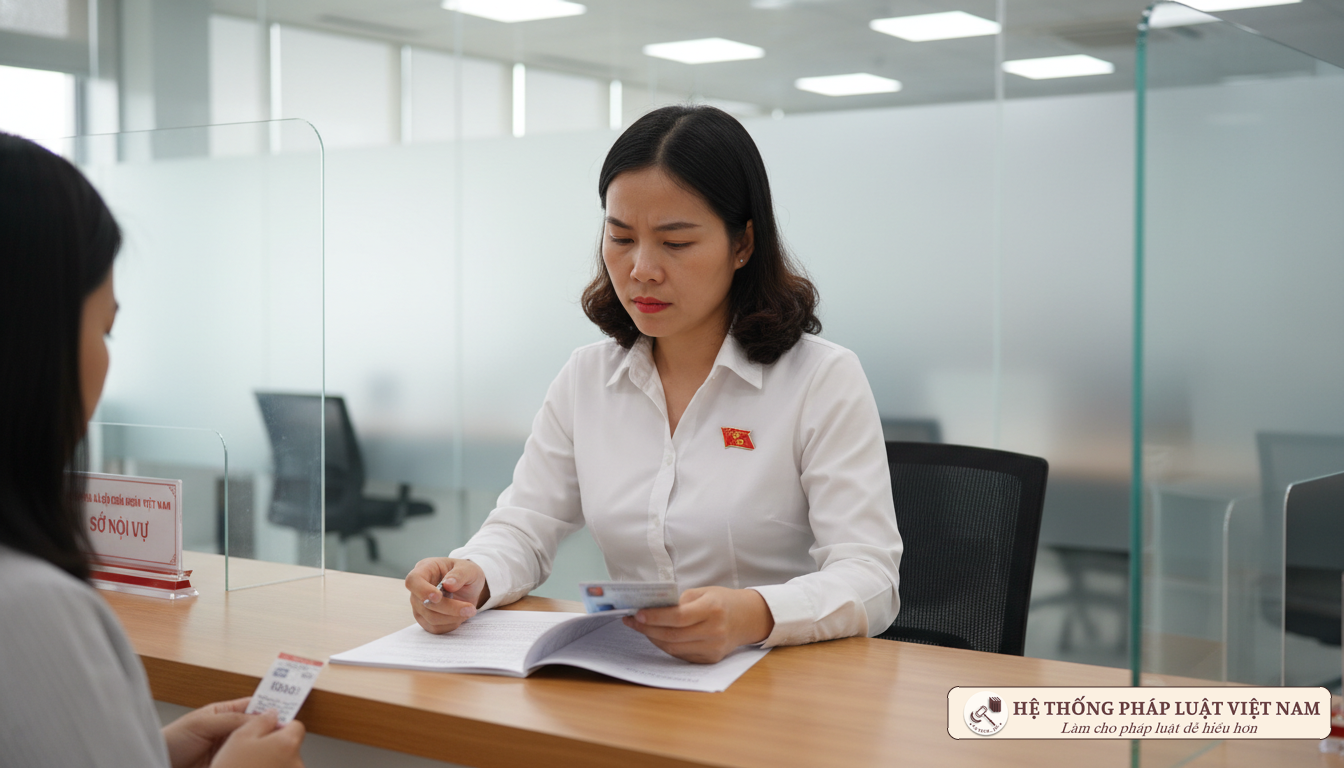 Cán bộ tiếp nhận hồ sơ chứng thực CCCD