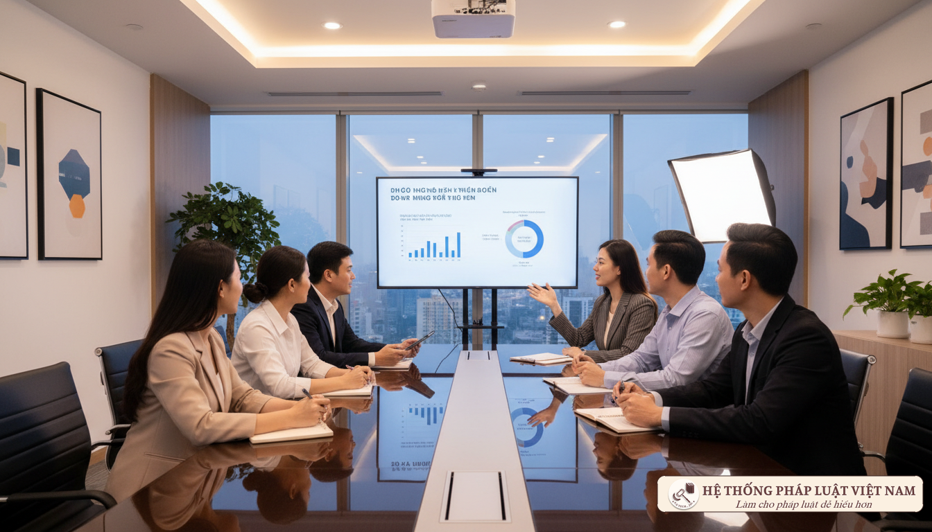 Nhân viên công ty cổ phần thảo luận về bảo hiểm