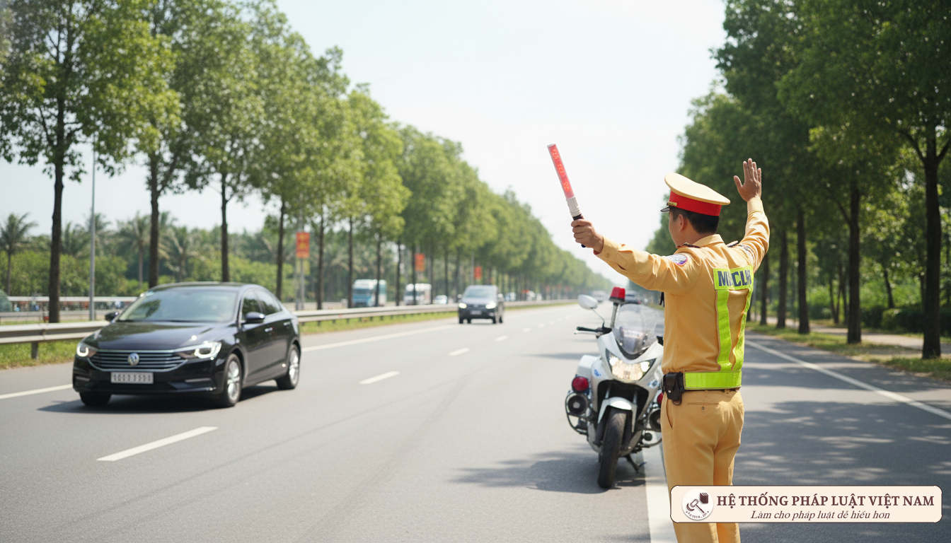 CSGT dừng xe kiểm soát
