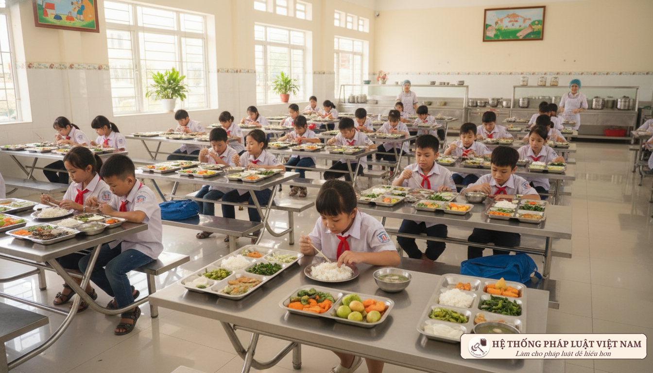 Bếp ăn trường học sạch sẽ đảm bảo an toàn