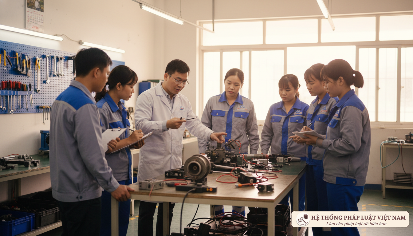 Đào tạo nghề cho lao động tại xưởng sản xuất