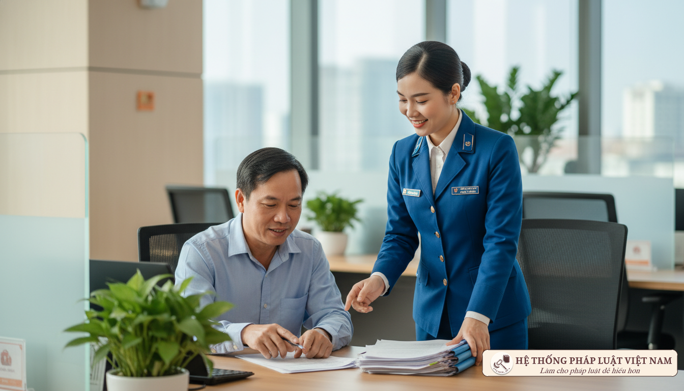 Cán bộ thuế hỗ trợ người dân