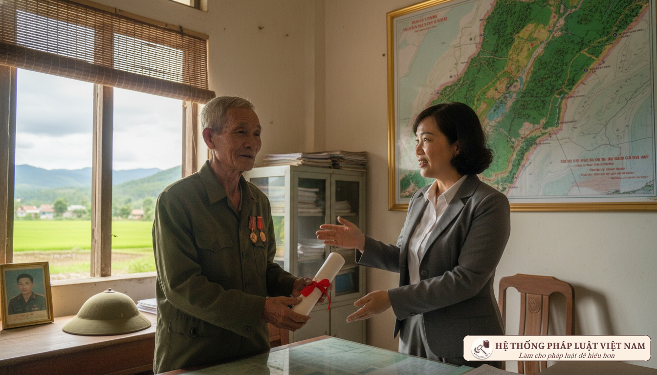 Cựu chiến binh nhận quyết định giao đất sản xuất