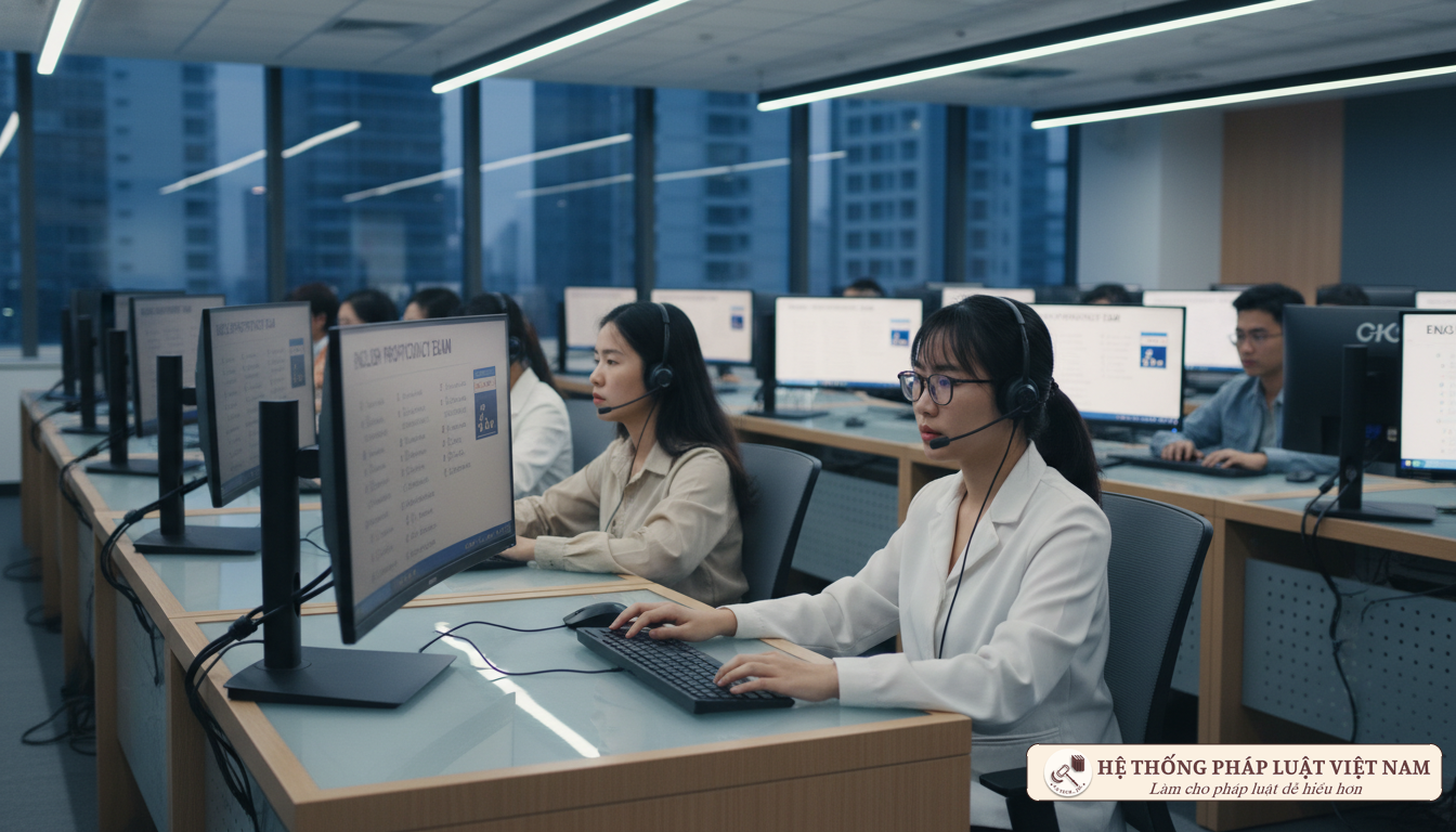 Thí sinh thi ngoại ngữ trên máy tính