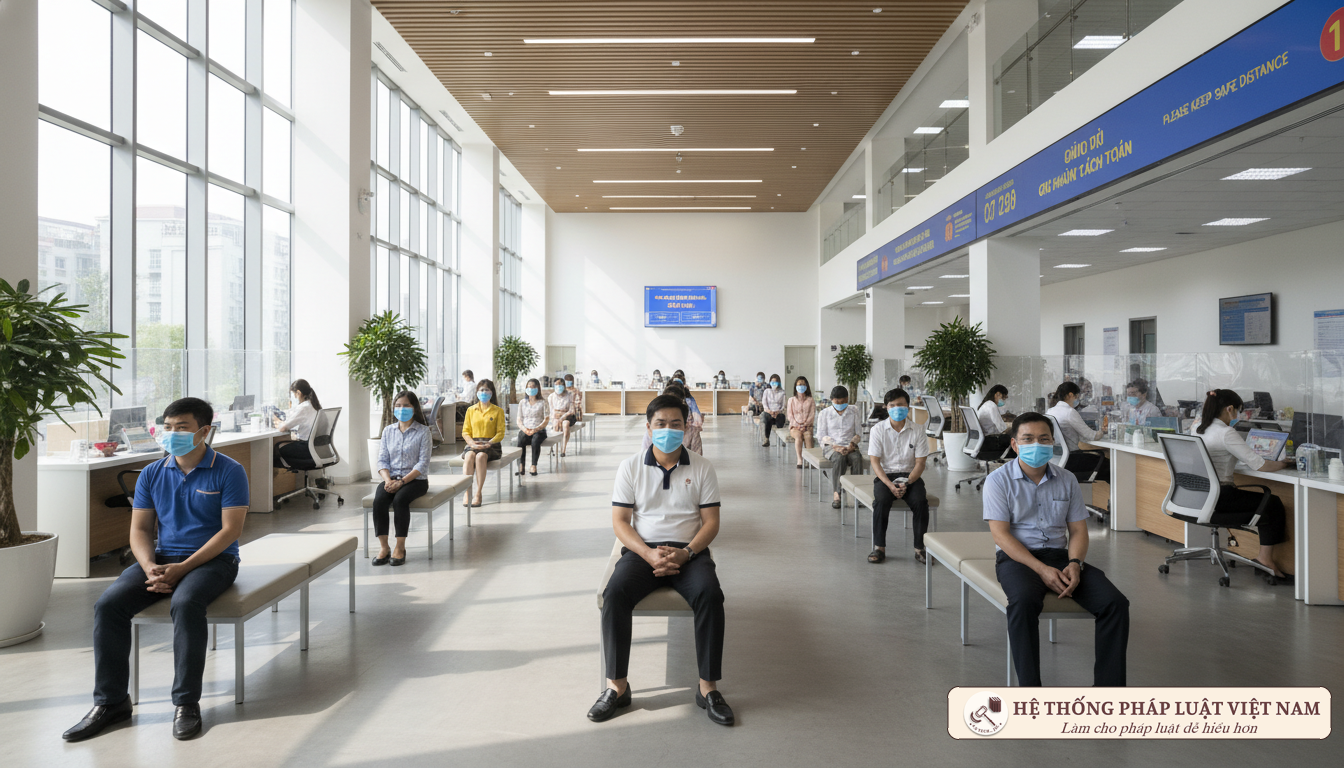 Người dân thực hiện thủ tục hành chính trong bối cảnh dịch bệnh 2021