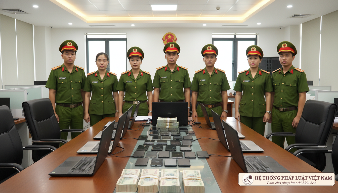 Công an thu giữ tang vật vụ đánh bạc qua mạng