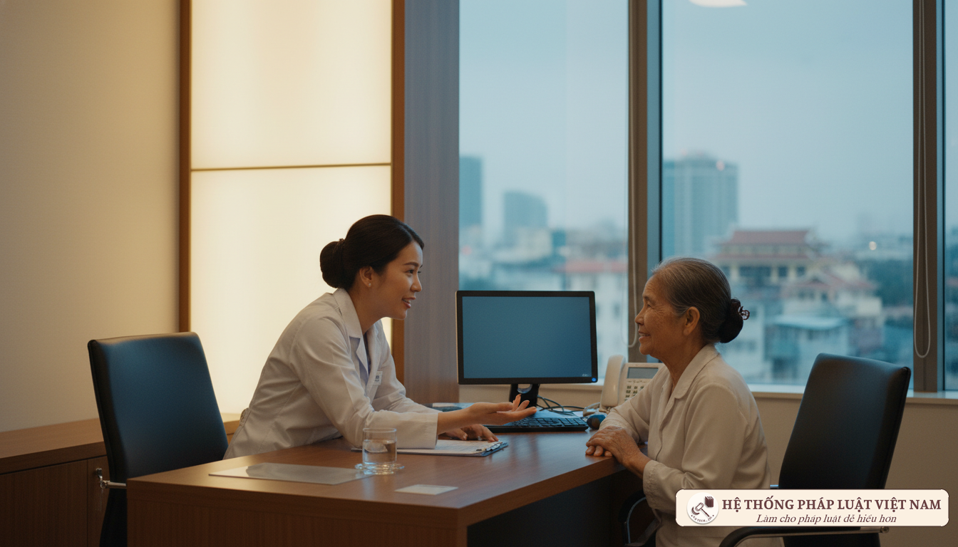 Bác sĩ tư vấn cho bệnh nhân cao tuổi