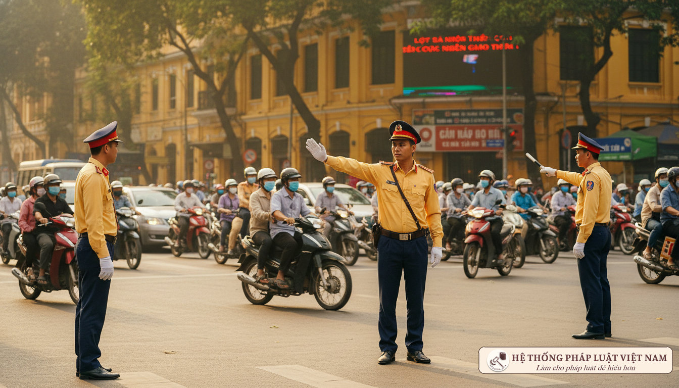 Cảnh sát giao thông Việt Nam làm nhiệm vụ