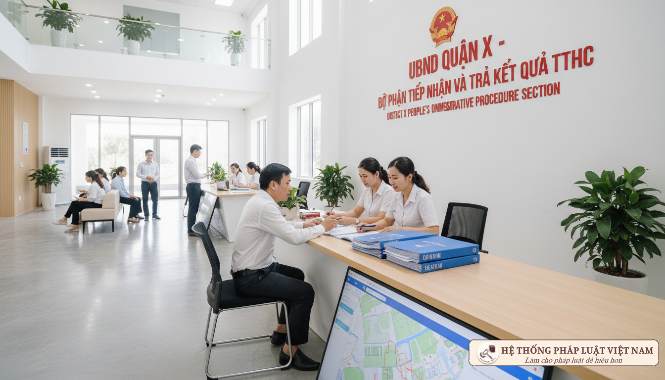 Người dân làm thủ tục đất đai tại cơ quan nhà nước
