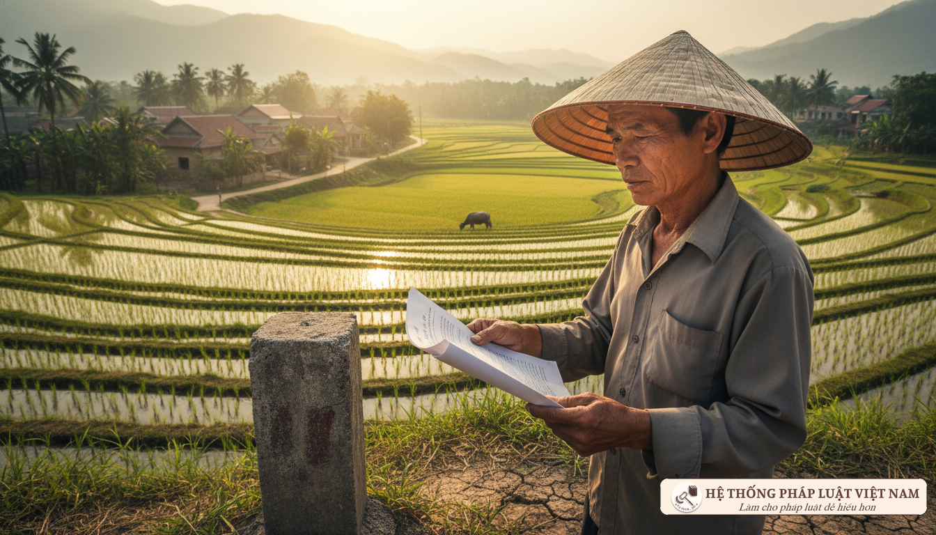 Nông dân tìm hiểu quy định bồi thường đất đai
