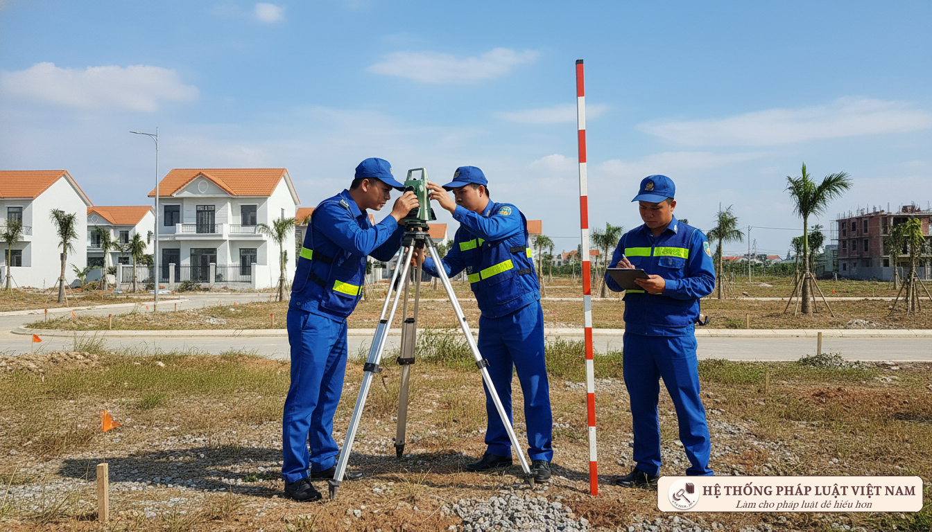 Cán bộ địa chính đo đạc đất đai