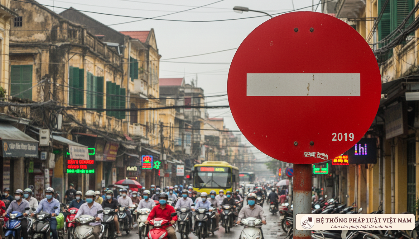 Biển báo cấm đi ngược chiều trên đường phố Việt Nam