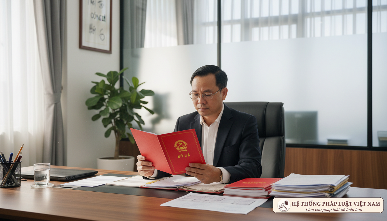Cán bộ kiểm tra hồ sơ đất đai