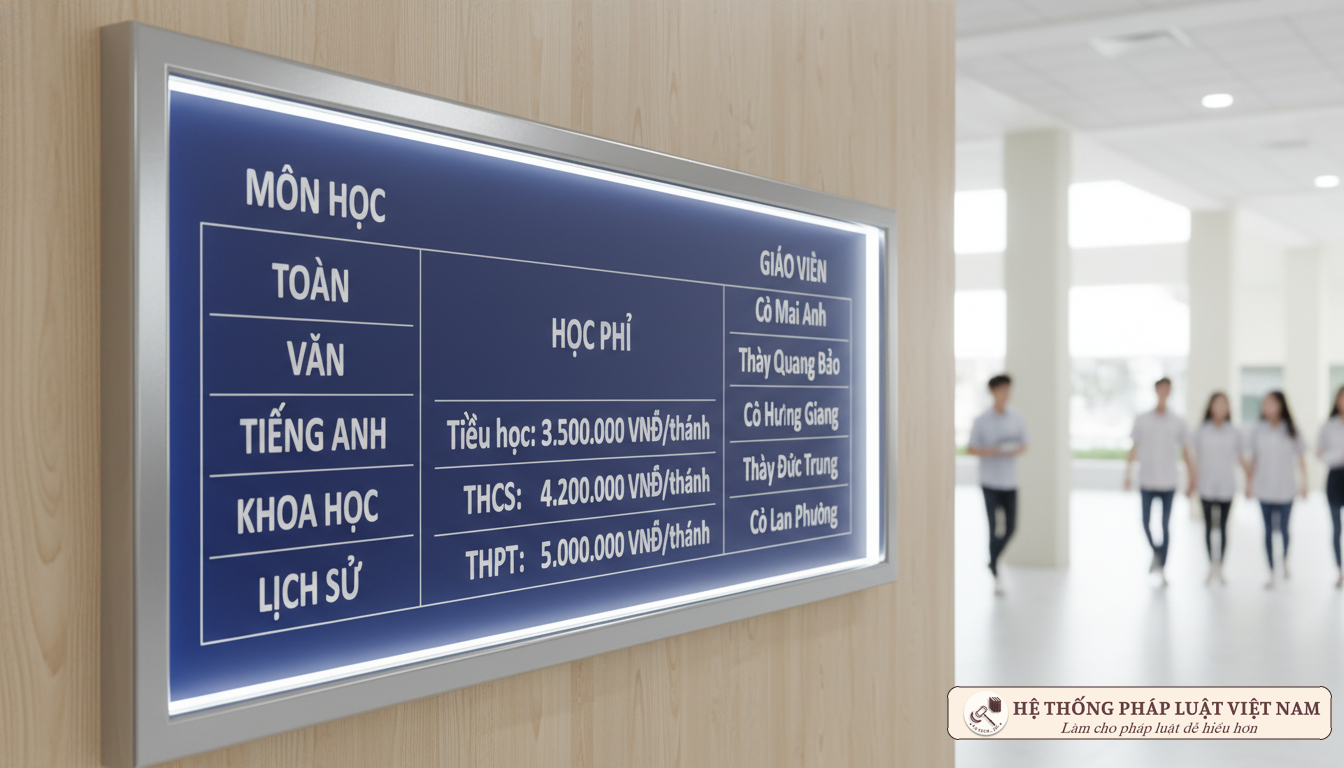 Bảng niêm yết thông tin dạy thêm học thêm