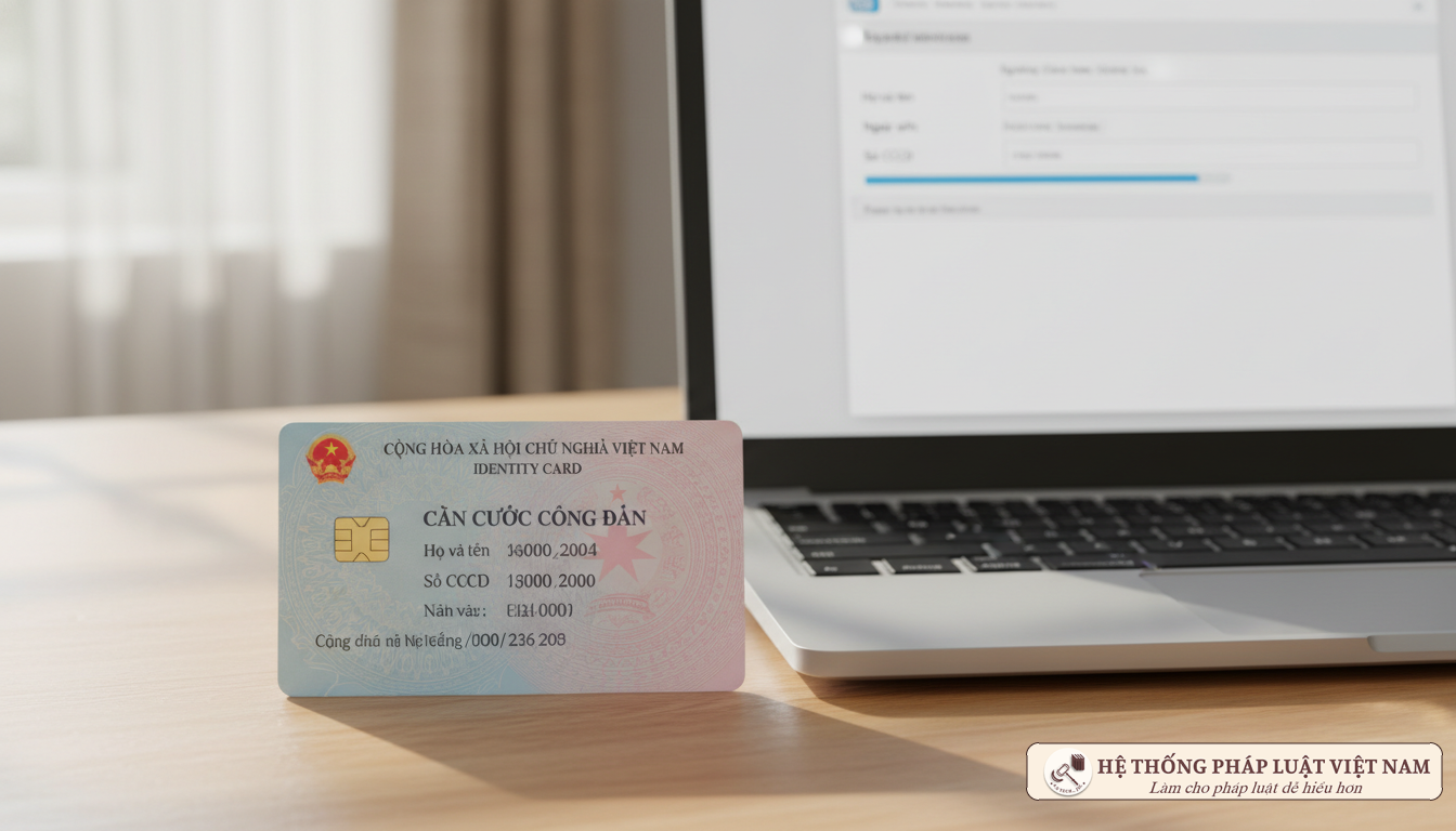 Thẻ Căn cước công dân gắn chíp và máy tính làm thủ tục