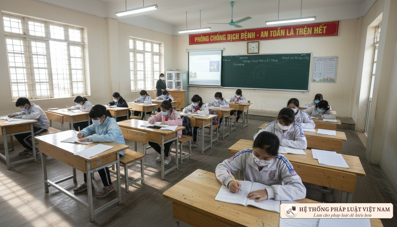 Phòng thi giãn cách an toàn phòng dịch Covid-19