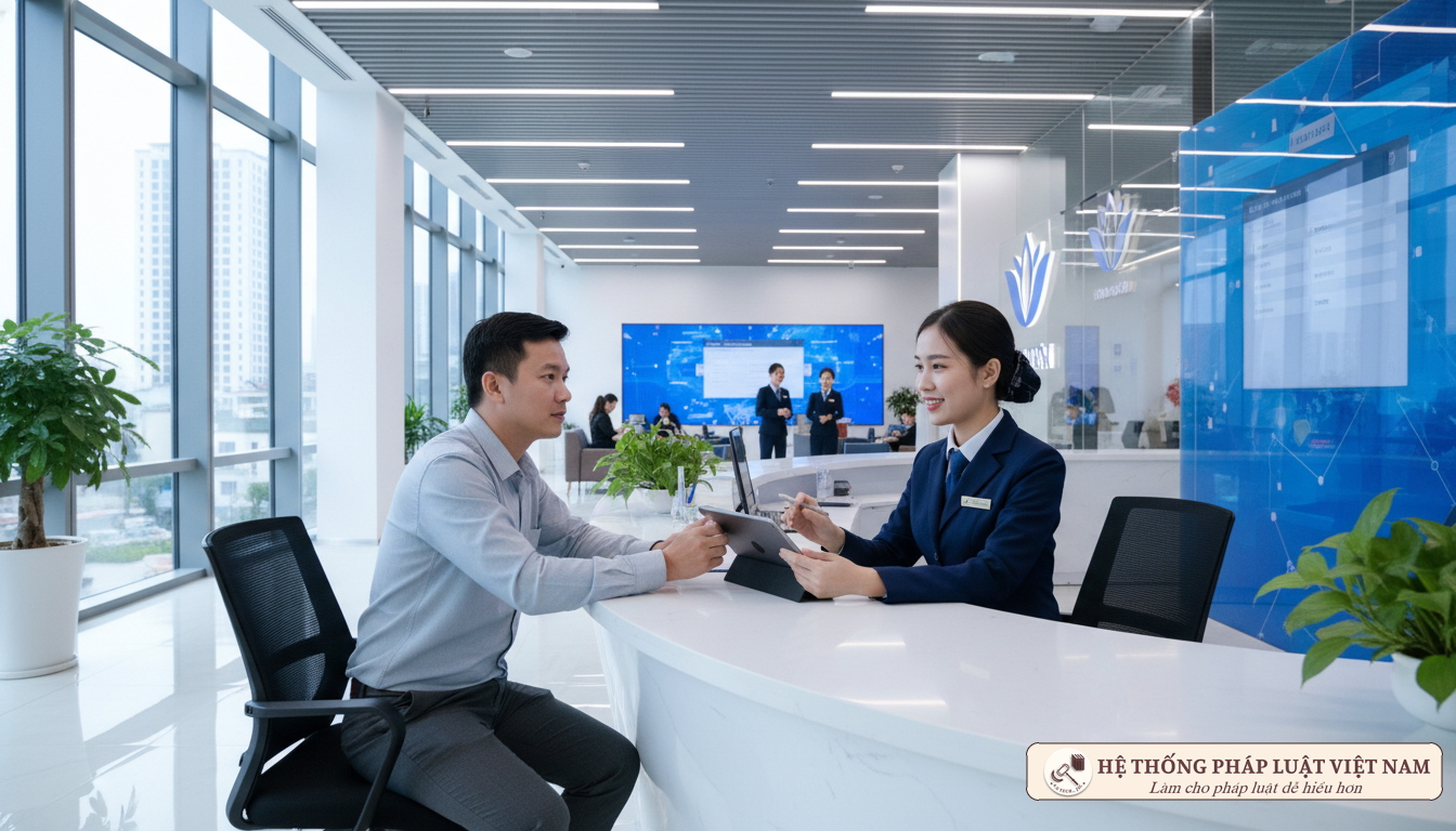 Người dân cập nhật thông tin tại ngân hàng