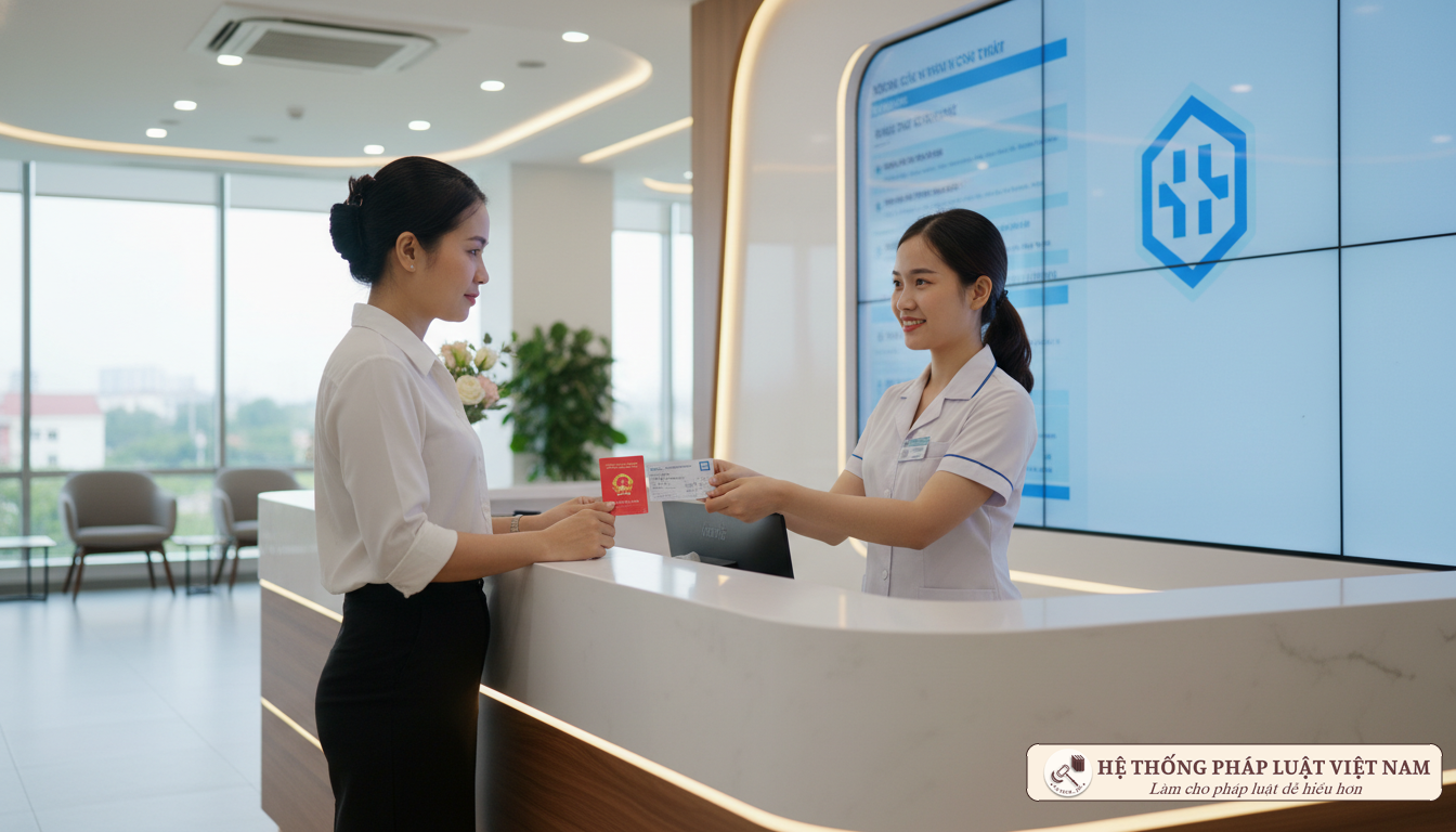Người dân xuất trình thẻ BHYT và CCCD tại bệnh viện