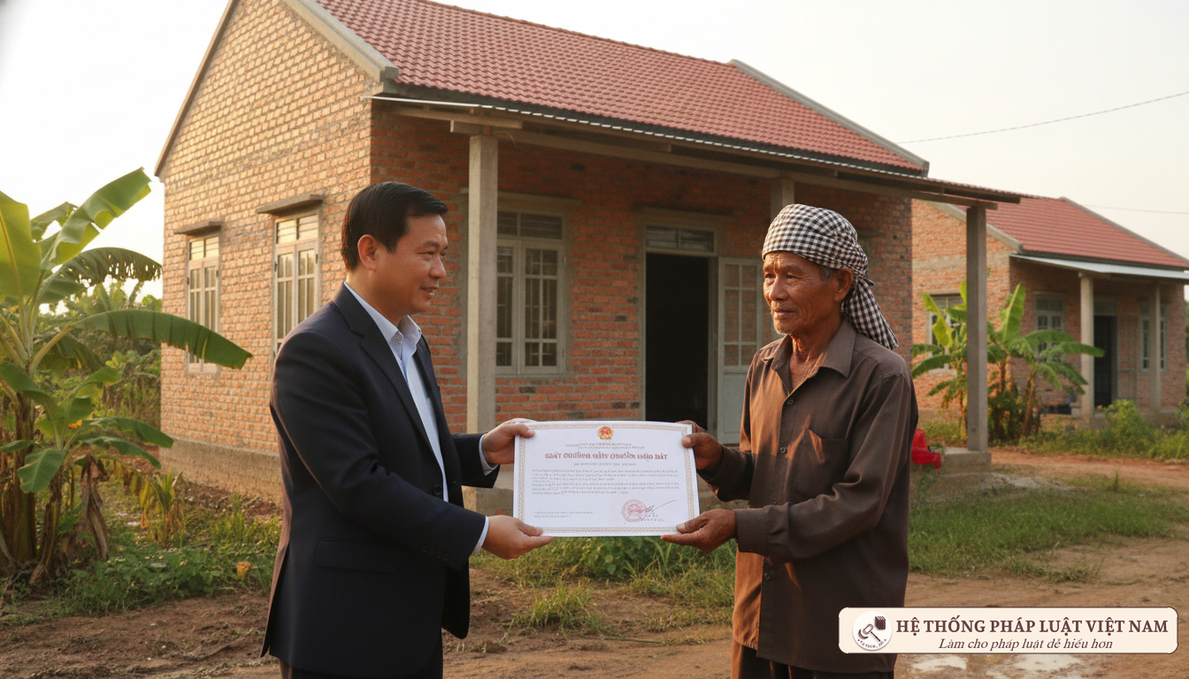 Trao giấy chứng nhận quyền sử dụng đất cho người dân tộc thiểu số