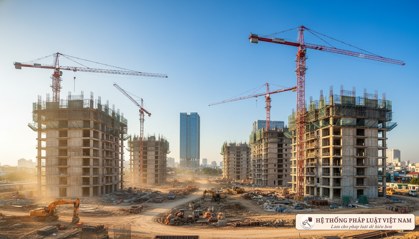 Công trường xây dựng hiện đại tại Việt Nam năm 2014