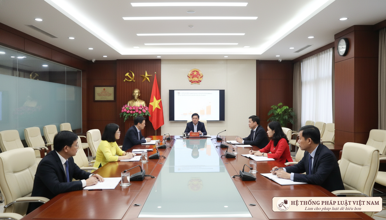 Công chức lãnh đạo trong cuộc họp chính phủ