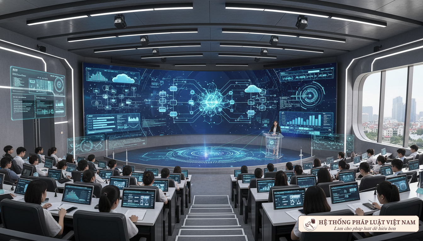 Giảng đường đại học hiện đại ứng dụng AI