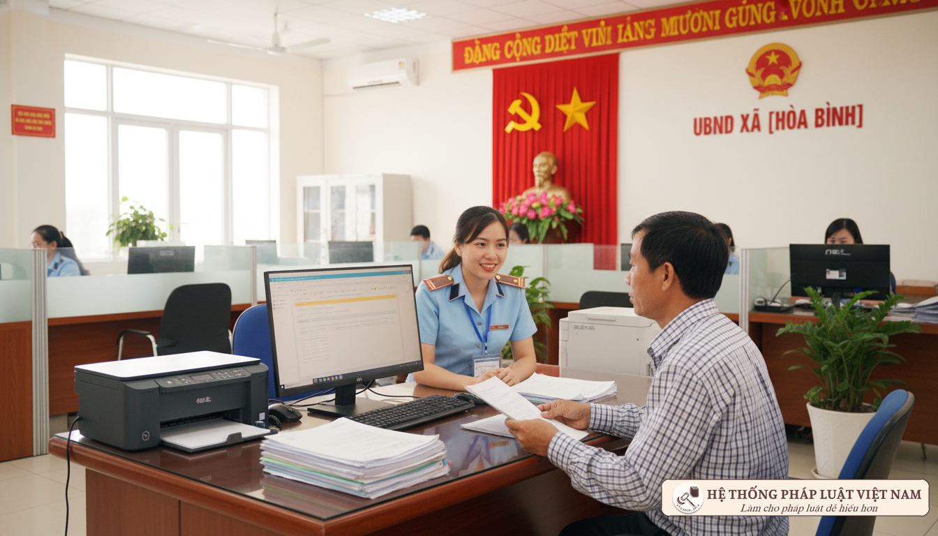 Cán bộ cấp xã giải quyết thủ tục hành chính
