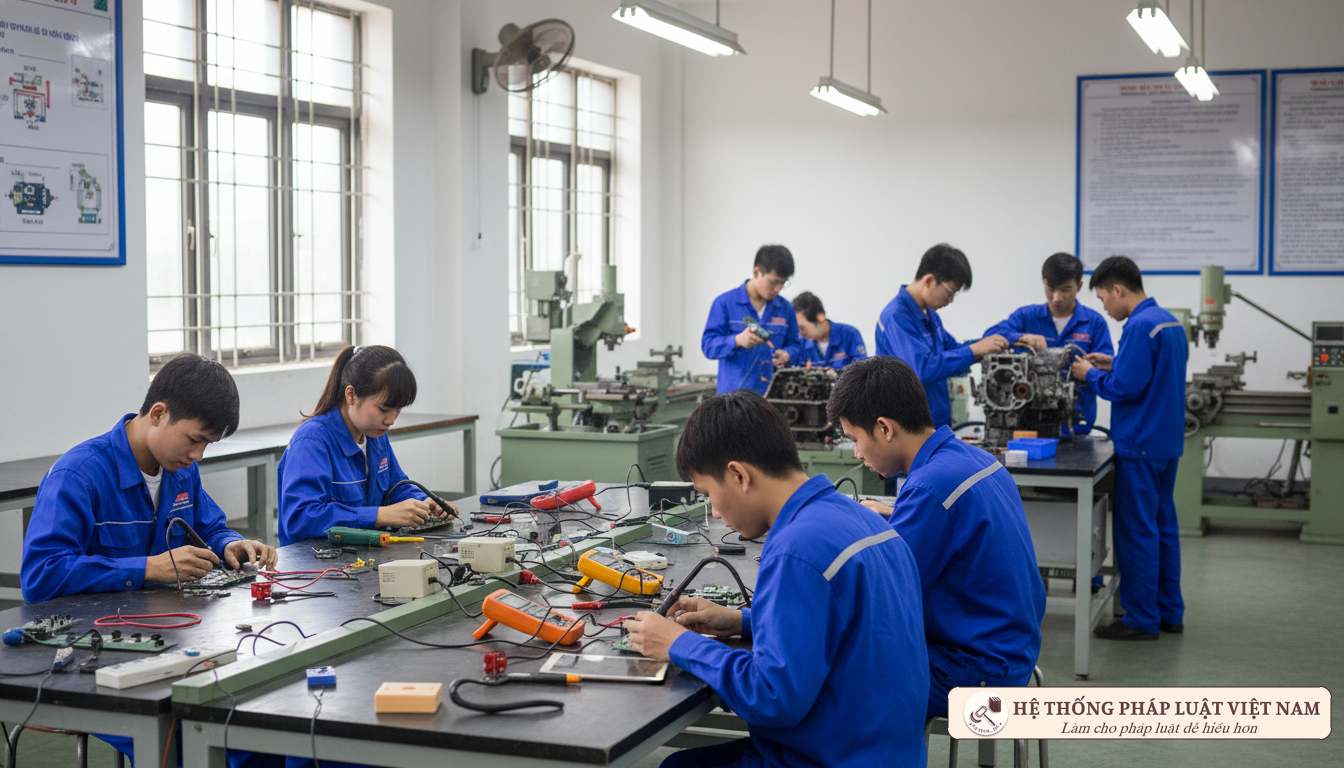 Học sinh thực hành nghề nghiệp tại trung tâm đào tạo