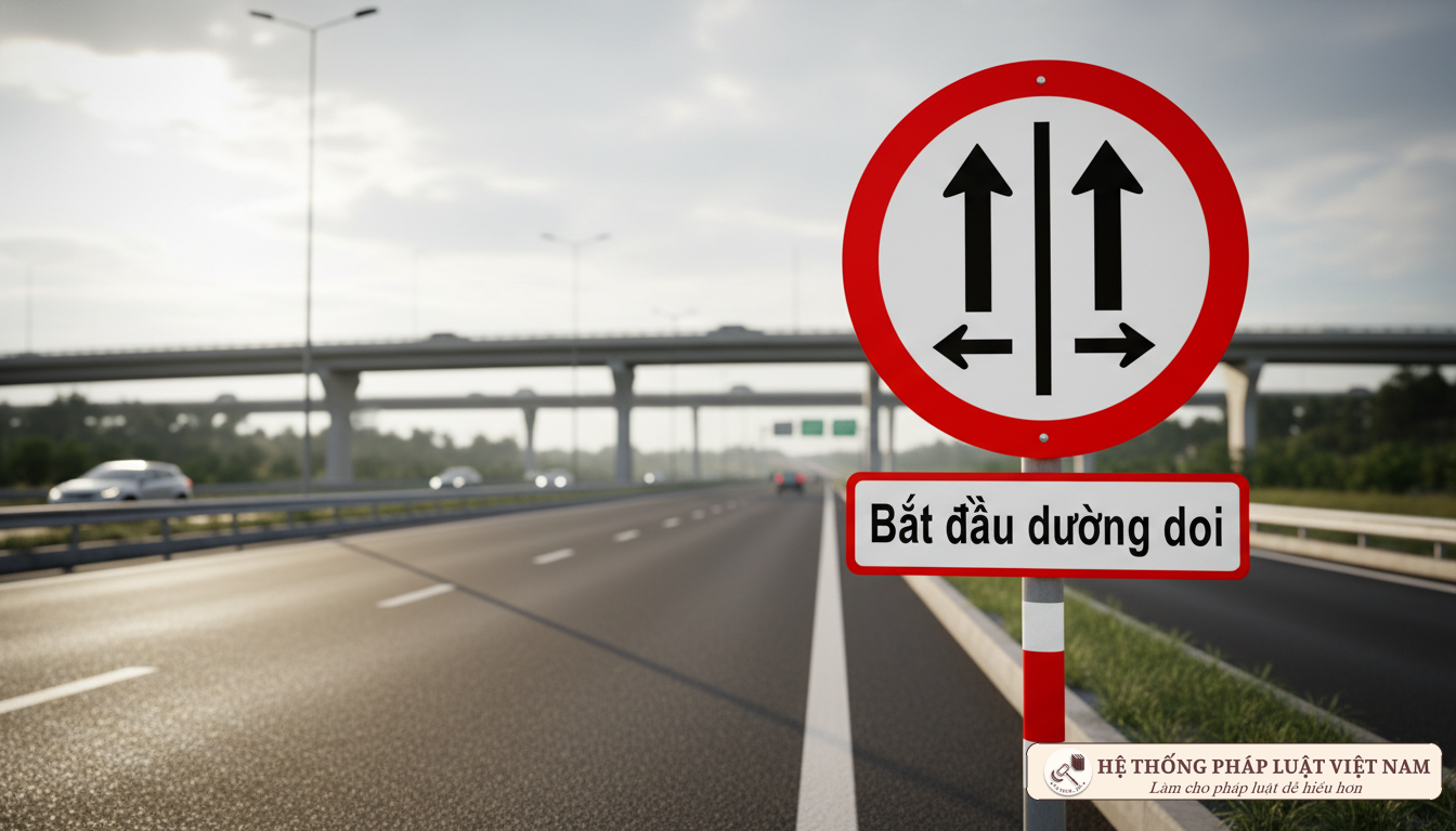 Biển báo hiệu bắt đầu đường đôi W.235
