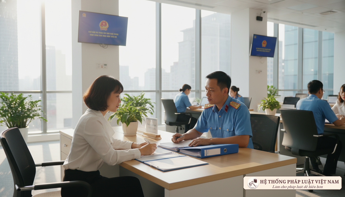 Người dân làm thủ tục hành chính tại cơ quan nhà nước