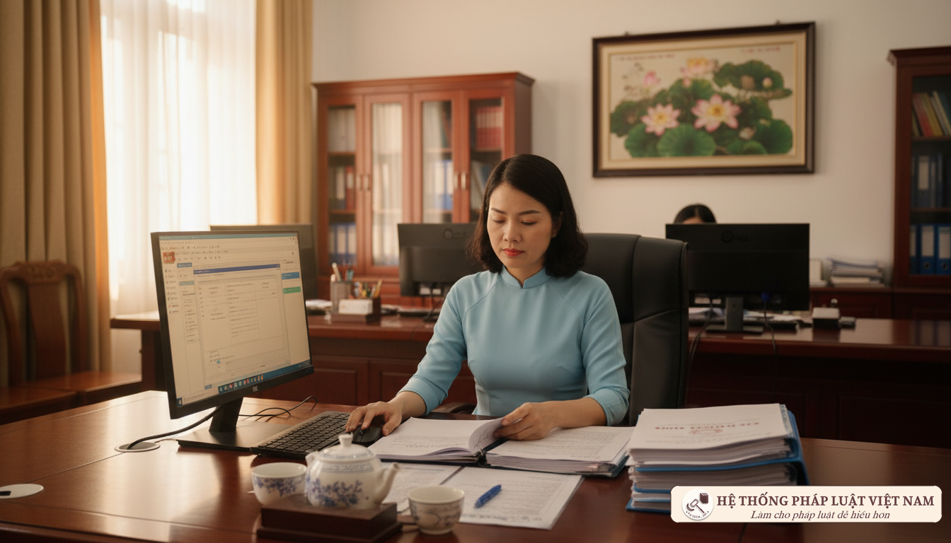 Cán bộ rà soát hồ sơ chính sách