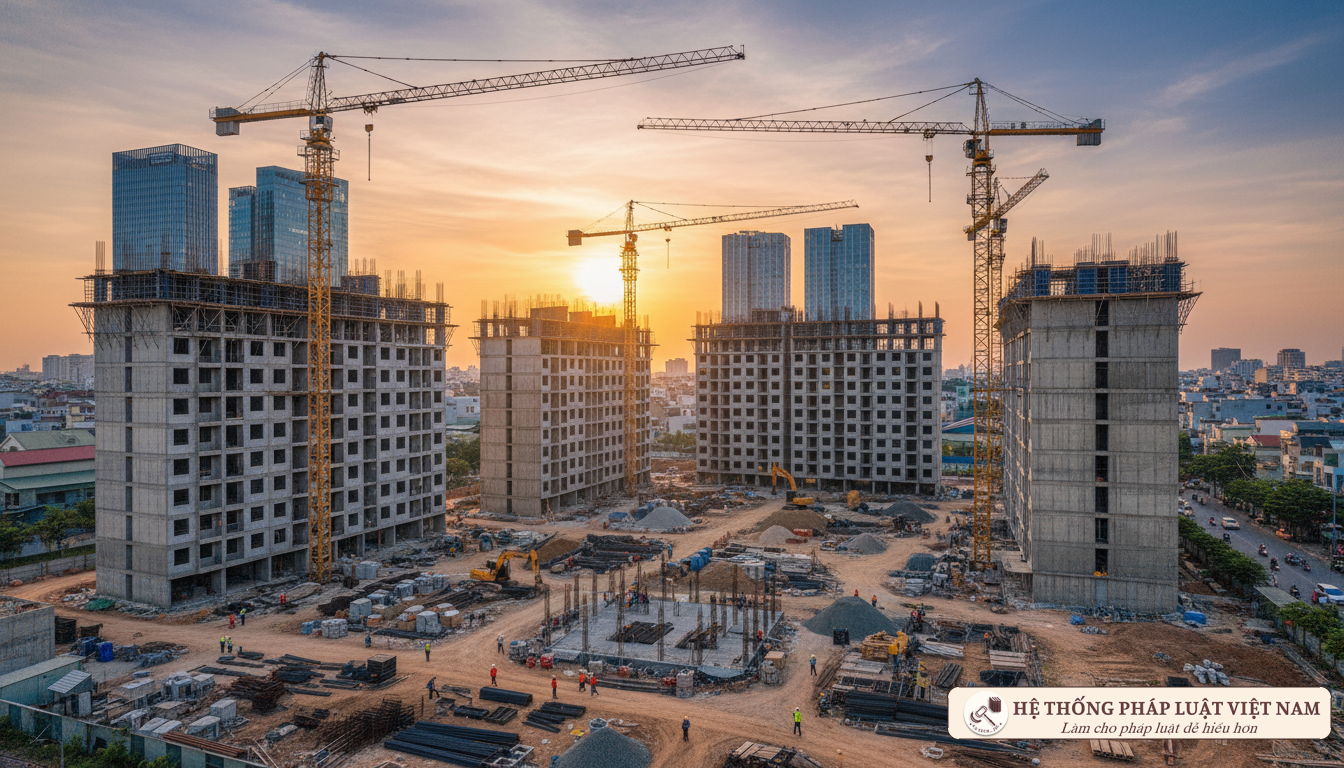 Công trường xây dựng dự án nhà ở tại Việt Nam