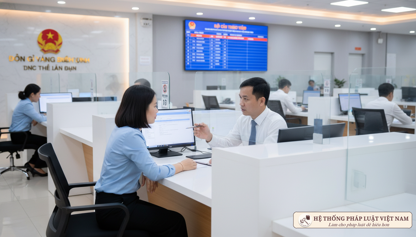 Công dân làm thủ tục hành chính tại cơ quan nhà nước