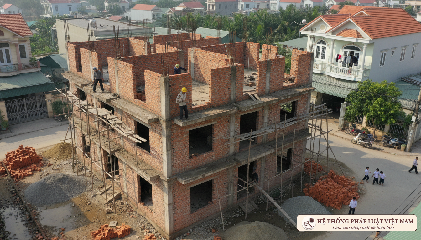 Công trình nhà ở đang xây dựng tại Việt Nam