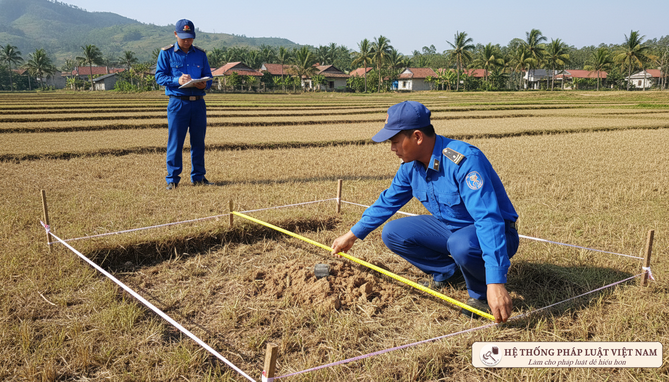 Cán bộ địa chính đo đạc đất đai