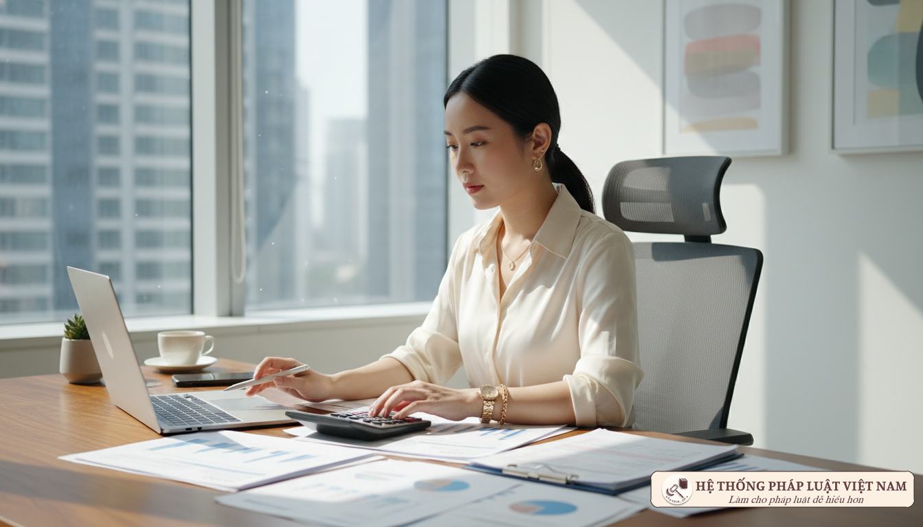 Kế toán doanh nghiệp đang xử lý tờ khai thuế GTGT