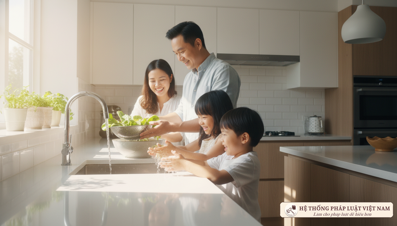 Gia đình sử dụng nước sạch