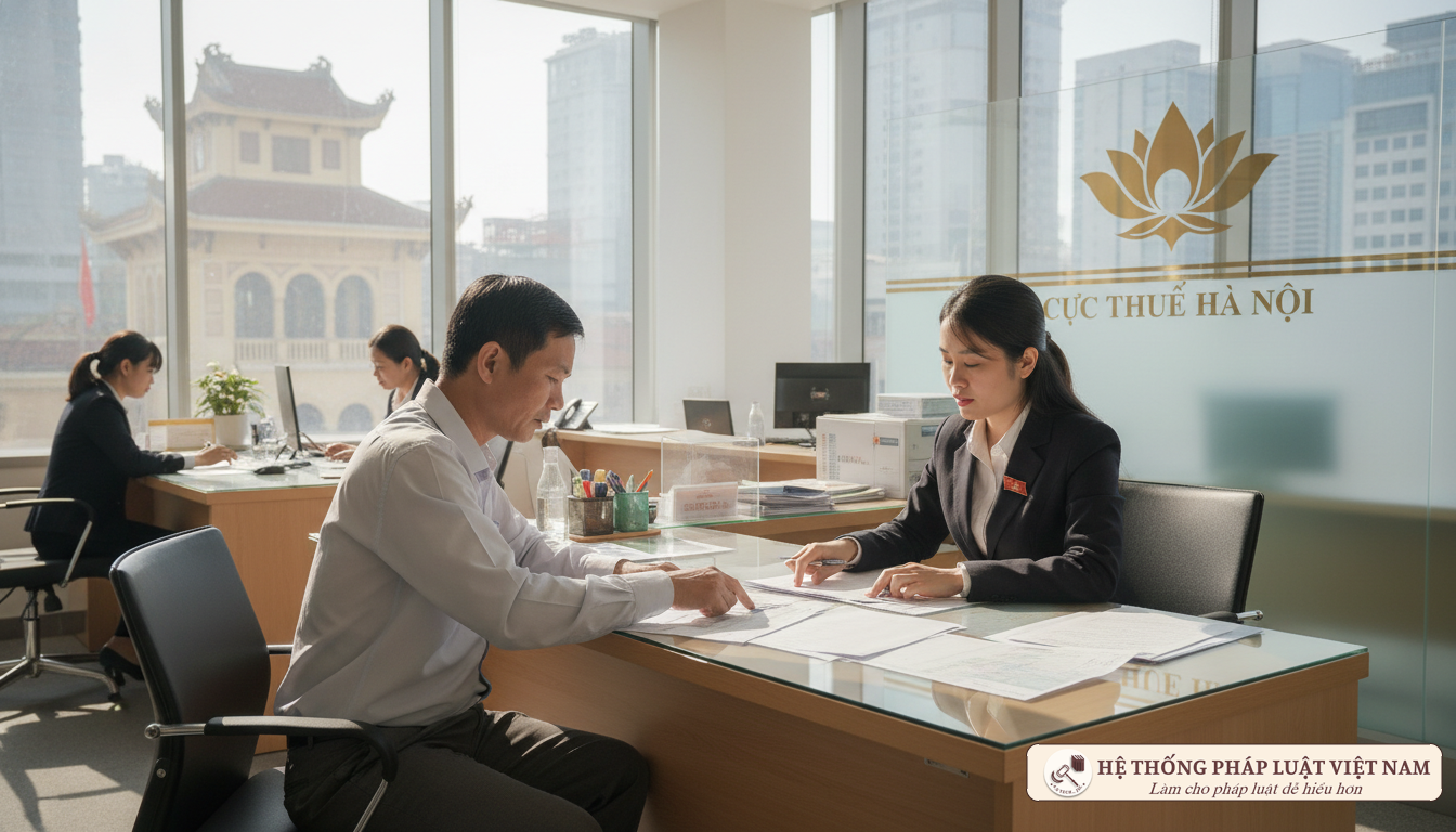 Người dân làm thủ tục thuế đất tại Hà Nội