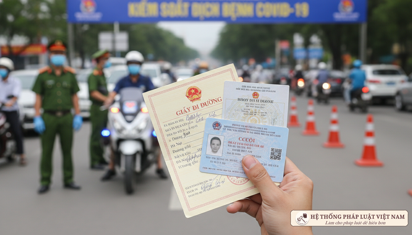 Người dân xuất trình giấy tờ tại chốt kiểm dịch Hà Nội