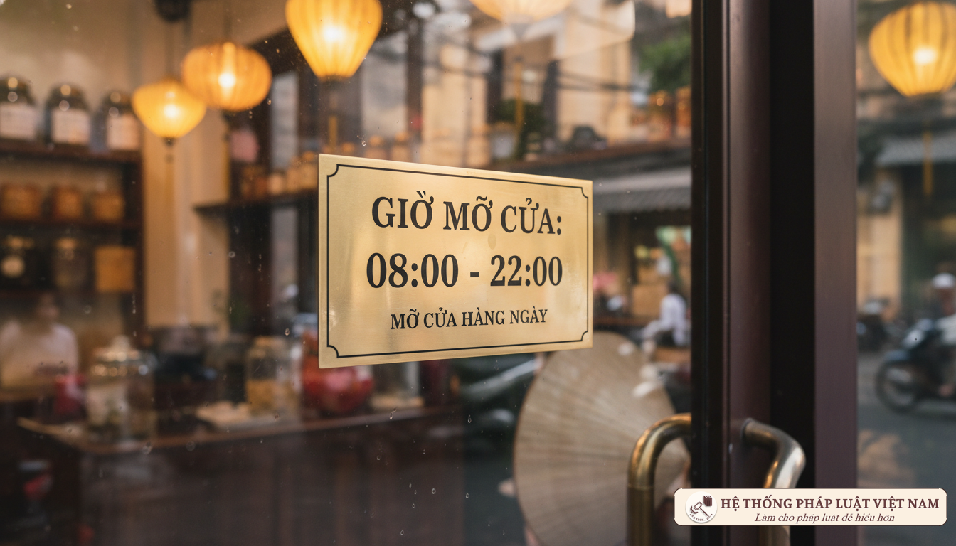Biển hiệu giờ mở cửa 8h-22h