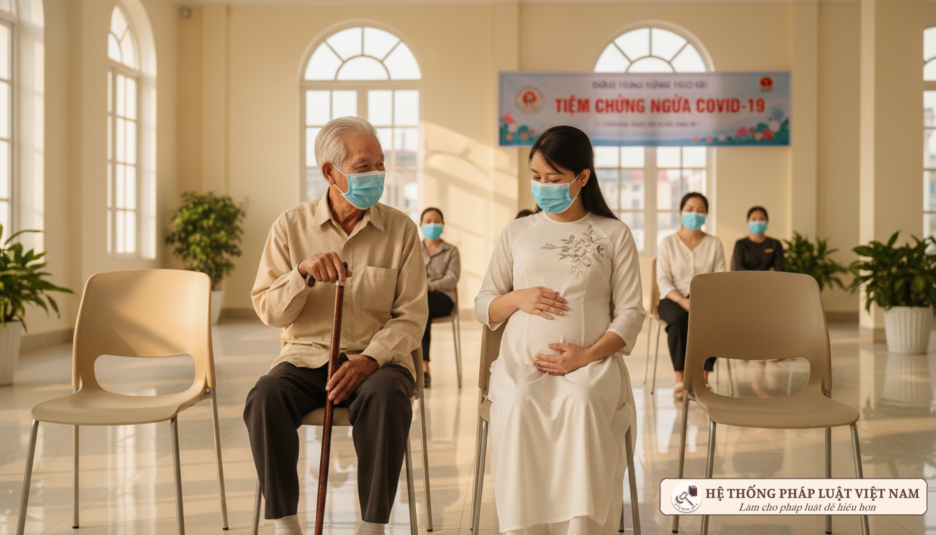 Người dân chờ tiêm vắc xin Covid-19 tại Hà Nội
